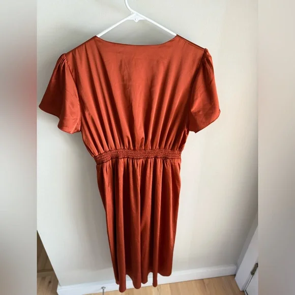 Baltic Born Poppy Satin Midi Dress - Rust Burnt Orange - Size Extra Large XL - Picture 10 of 14